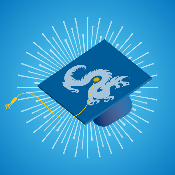 graduation cap graphic with drexel dragon